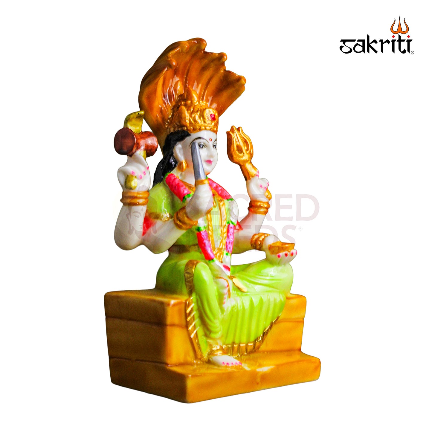 Marble Dust Karumari Amman Idol – 9.5 Inch Powerful Goddess Statue for Pooja Room