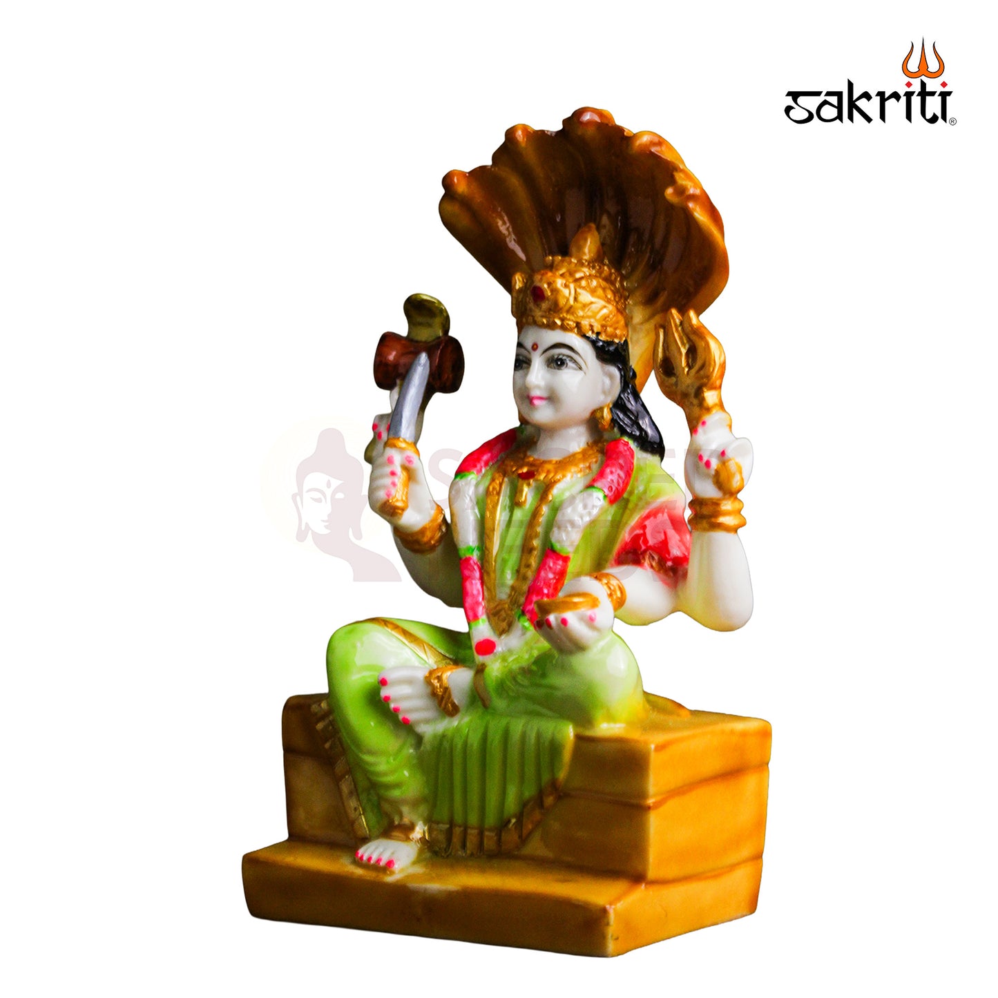 Marble Dust Karumari Amman Idol – 9.5 Inch Powerful Goddess Statue for Pooja Room