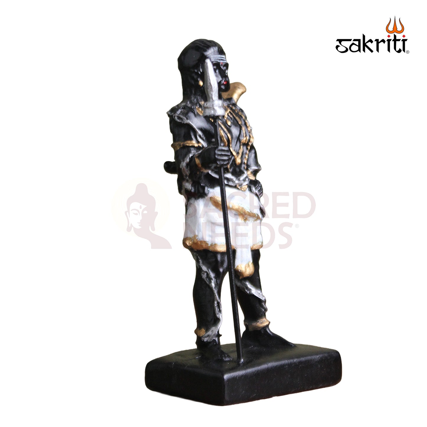 Marble Dust Karuppan Samy Idol – 5 Inch Guardian Deity Statue for Home Temple