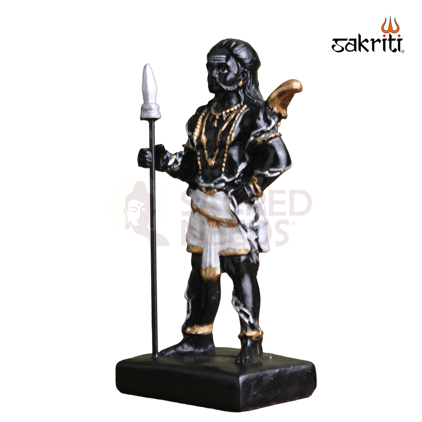 Marble Dust Karuppan Samy Idol – 5 Inch Guardian Deity Statue for Home Temple