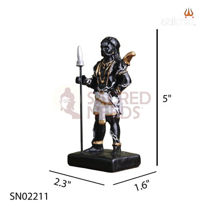 Marble Dust Karuppan Samy Idol – 5 Inch Guardian Deity Statue for Home Temple