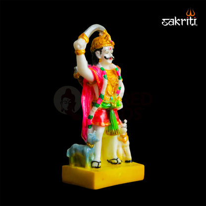Marble Dust Madurai Veeran Idol – 5.4 Inch Warrior Deity Statue for Home & Temple Use