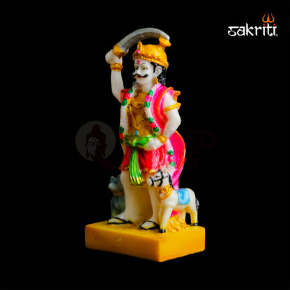 Marble Dust Madurai Veeran Idol – 5.4 Inch Warrior Deity Statue for Home & Temple Use
