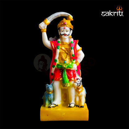 Marble Dust Madurai Veeran Idol – 5.4 Inch Warrior Deity Statue for Home & Temple Use