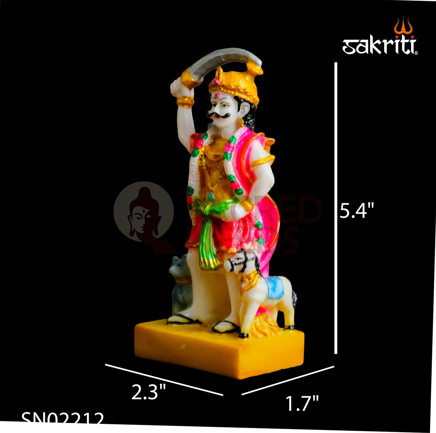 Marble Dust Madurai Veeran Idol – 5.4 Inch Warrior Deity Statue for Home & Temple Use