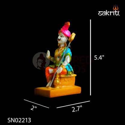 Marble Dust Muneeswaran Idol – 5.4 Inch Guardian God Statue for Pooja Room