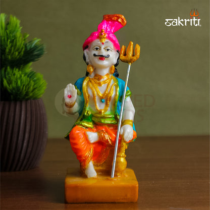 Marble Dust Muneeswaran Idol – 5.4 Inch Guardian God Statue for Pooja Room