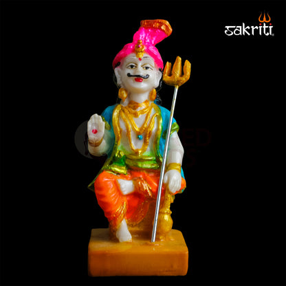 Marble Dust Muneeswaran Idol – 5.4 Inch Guardian God Statue for Pooja Room