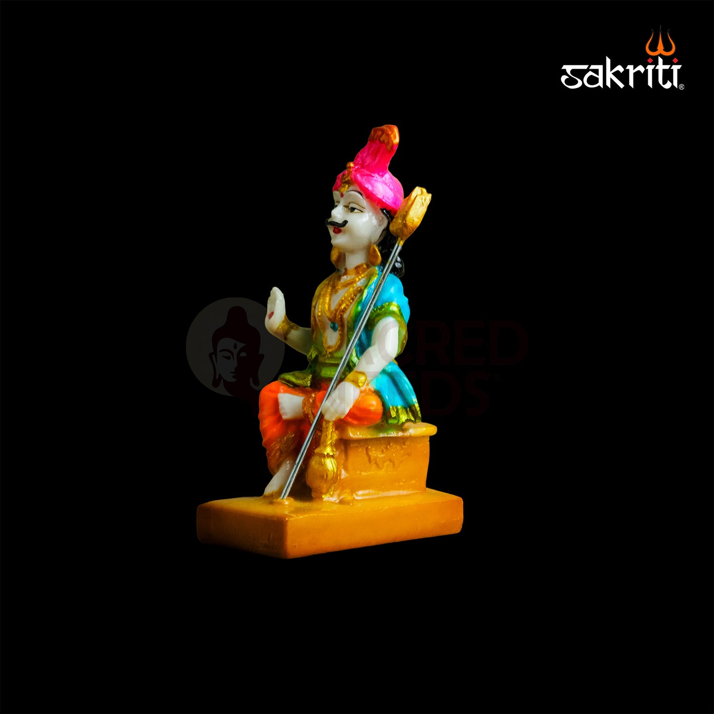 Marble Dust Muneeswaran Idol – 5.4 Inch Guardian God Statue for Pooja Room