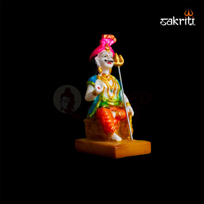 Marble Dust Muneeswaran Idol – 5.4 Inch Guardian God Statue for Pooja Room