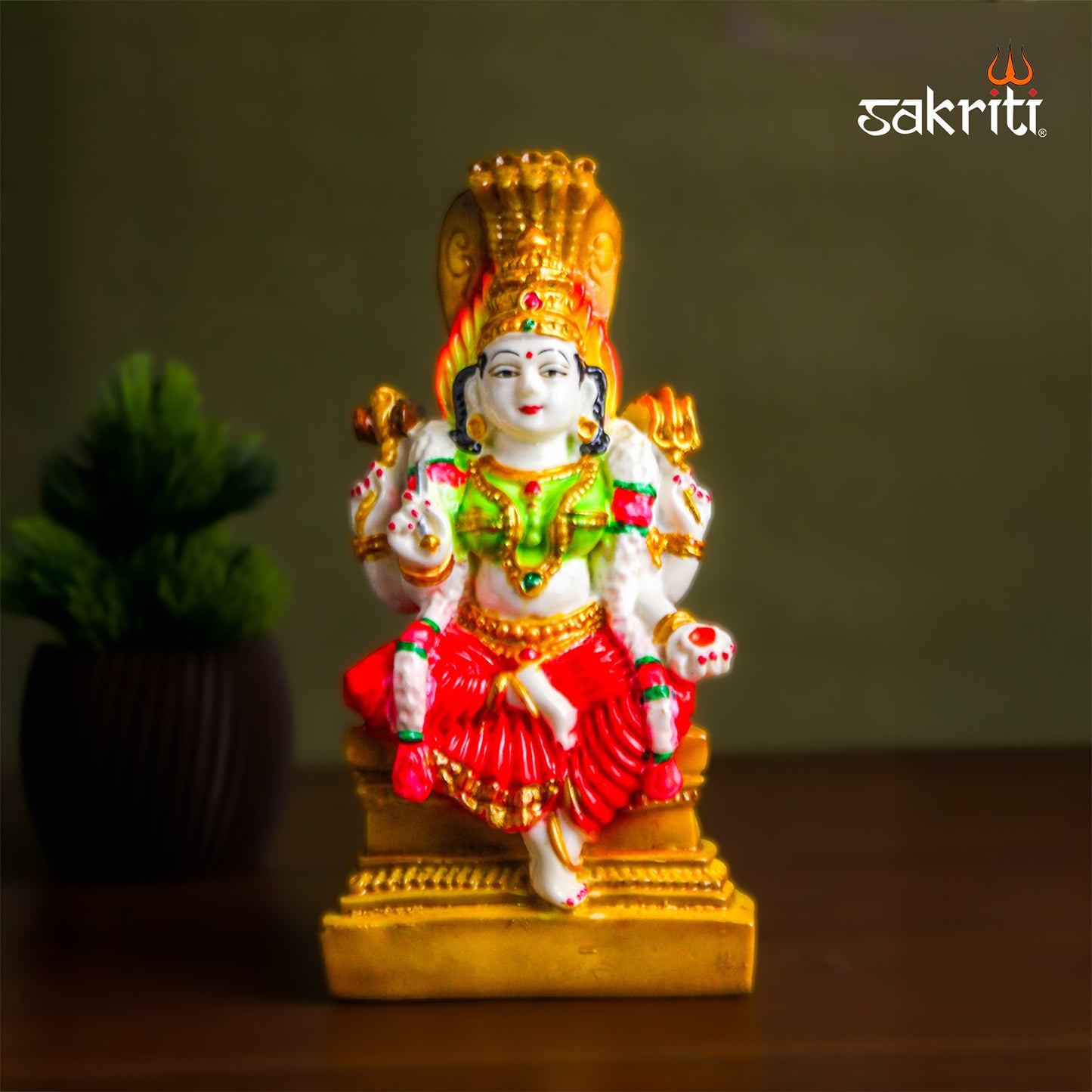 Marble Dust Karumari Amman – 7.1 Inch Goddess Statue for Pooja Room & Home Décor