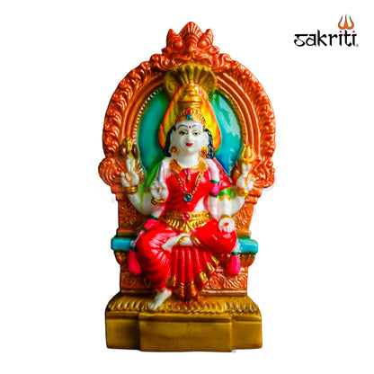 Marble Dust Karumari Amman with Arch – 7 Inch Decorative Goddess Idol for Temple Use