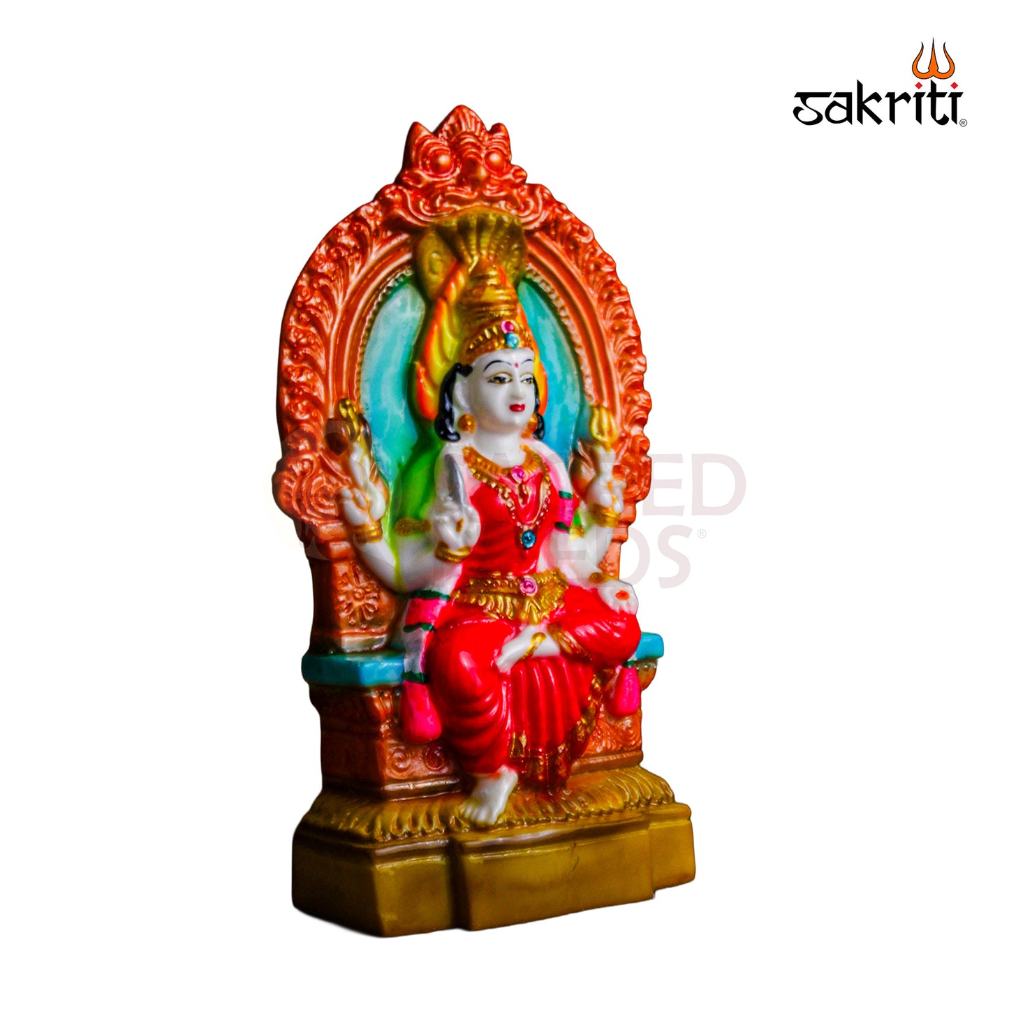 Marble Dust Karumari Amman with Arch – 7 Inch Decorative Goddess Idol for Temple Use