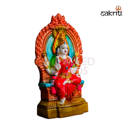 Marble Dust Karumari Amman with Arch – 7 Inch Decorative Goddess Idol for Temple Use