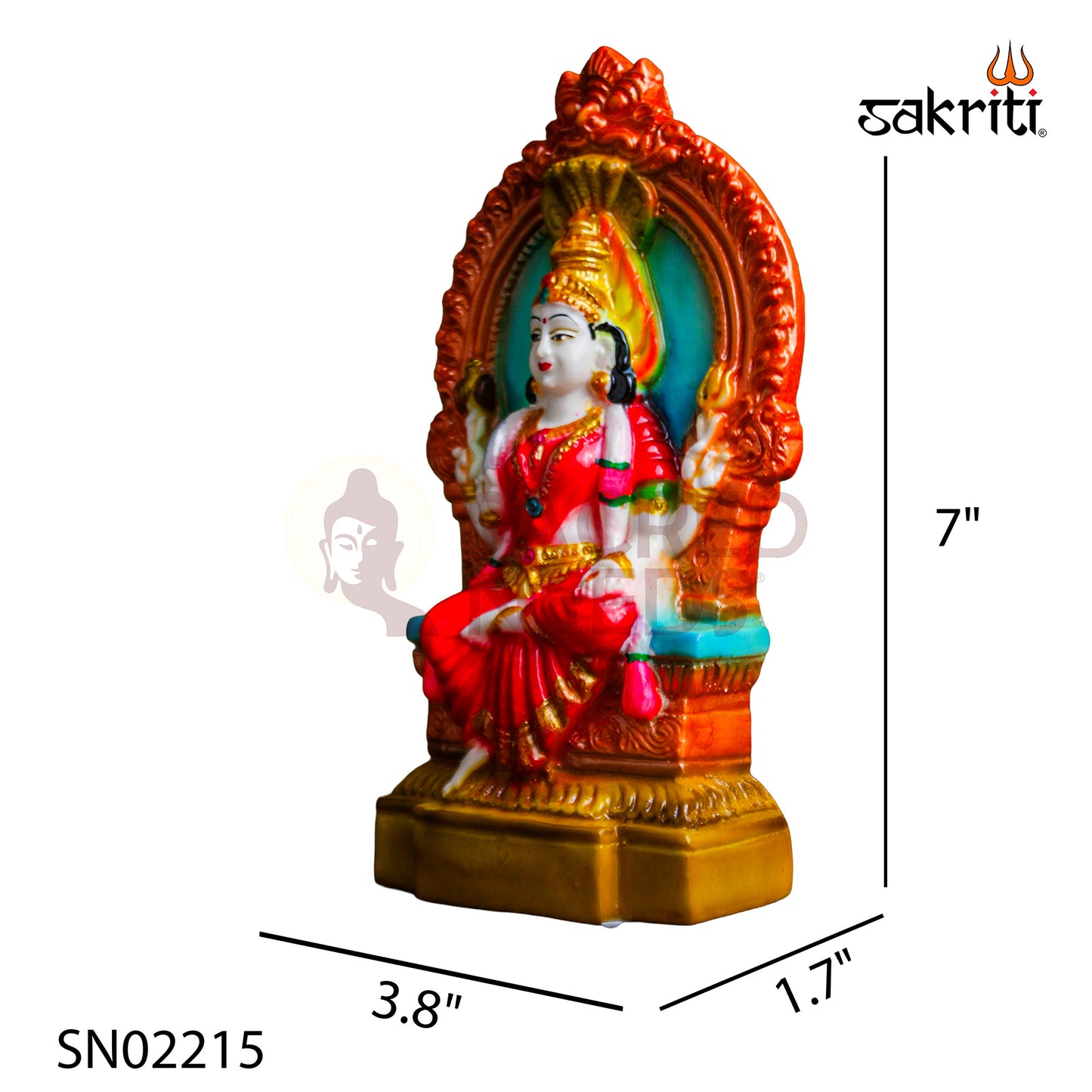 Marble Dust Karumari Amman with Arch – 7 Inch Decorative Goddess Idol for Temple Use