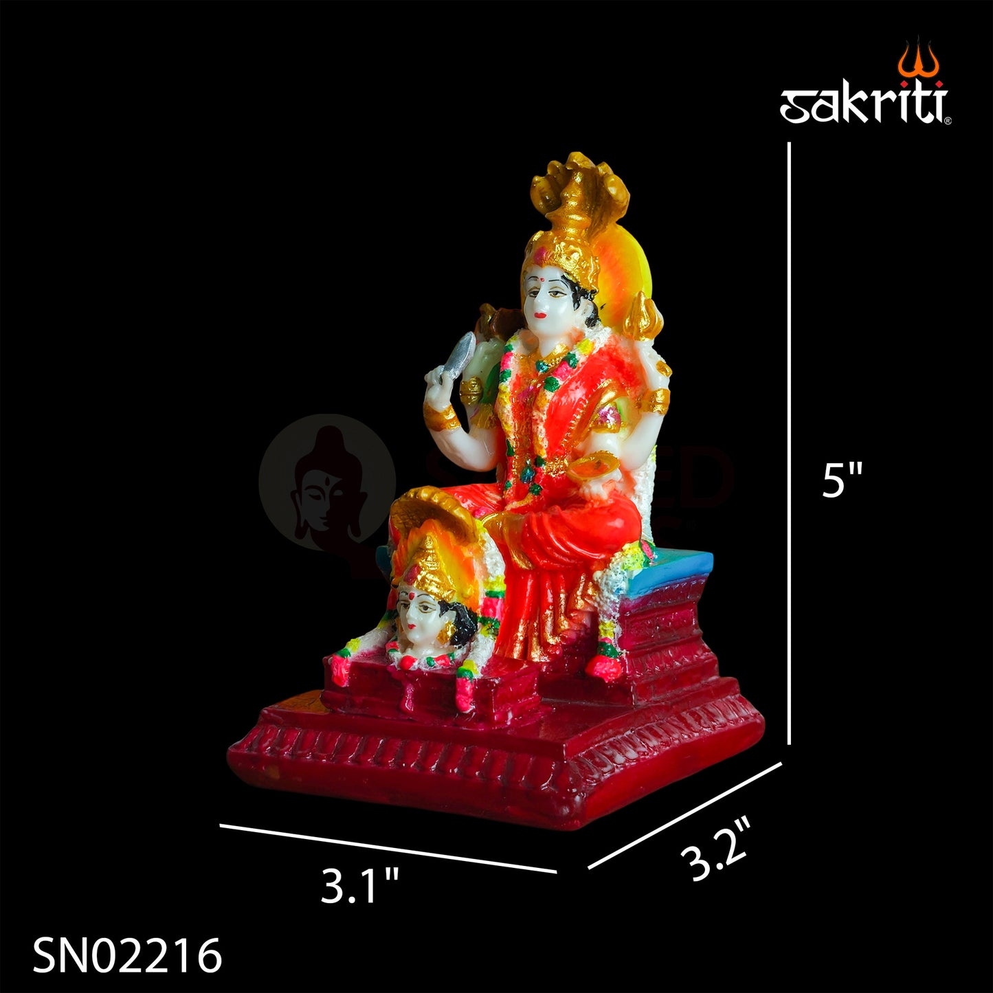 Marble Dust Karumari with Amman Head – 5 Inch Unique Goddess Statue for Pooja Decor