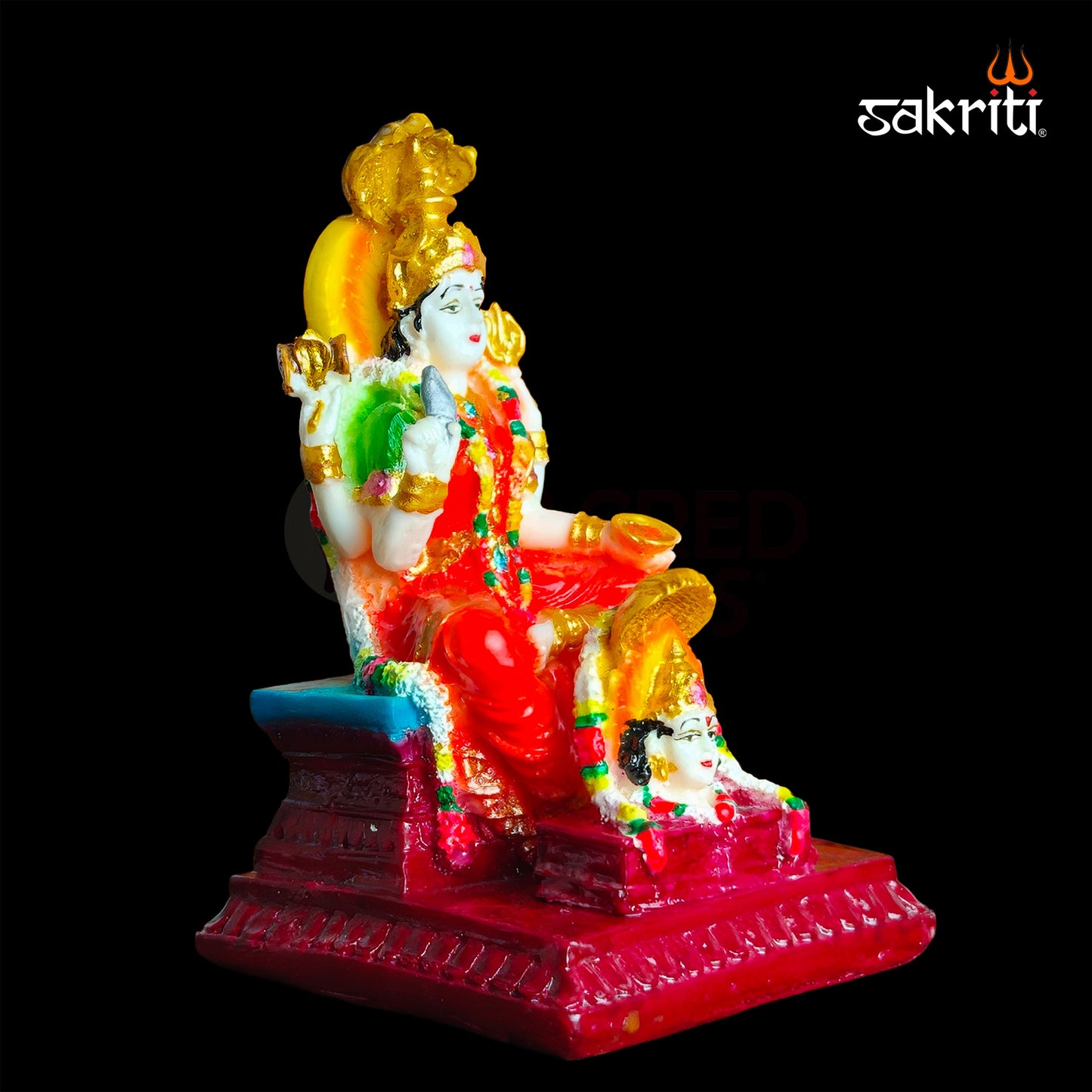 Marble Dust Karumari with Amman Head – 5 Inch Unique Goddess Statue for Pooja Decor