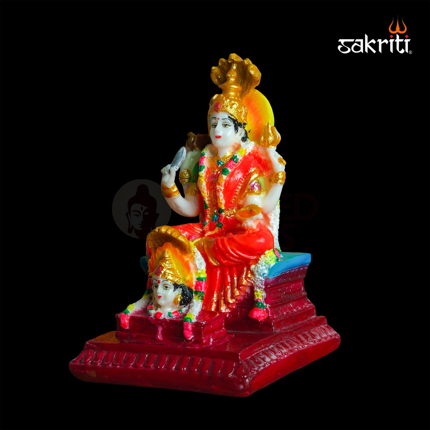 Marble Dust Karumari with Amman Head – 5 Inch Unique Goddess Statue for Pooja Decor