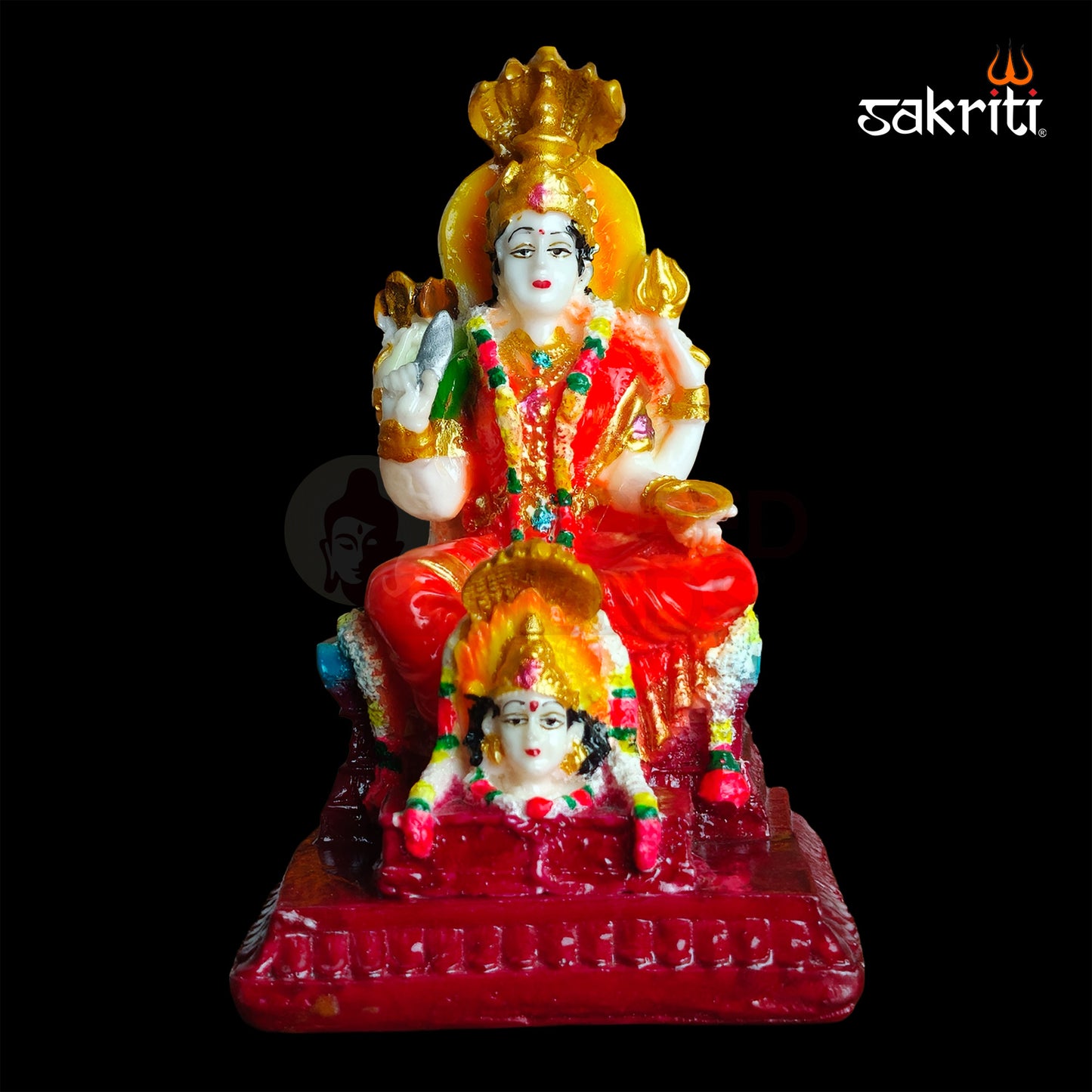 Marble Dust Karumari with Amman Head – 5 Inch Unique Goddess Statue for Pooja Decor