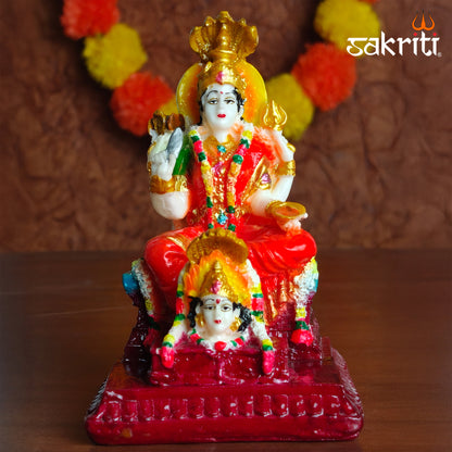 Marble Dust Karumari with Amman Head – 5 Inch Unique Goddess Statue for Pooja Decor