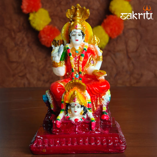 Marble Dust Karumari with Amman Head – 5 Inch Unique Goddess Statue for Pooja Decor