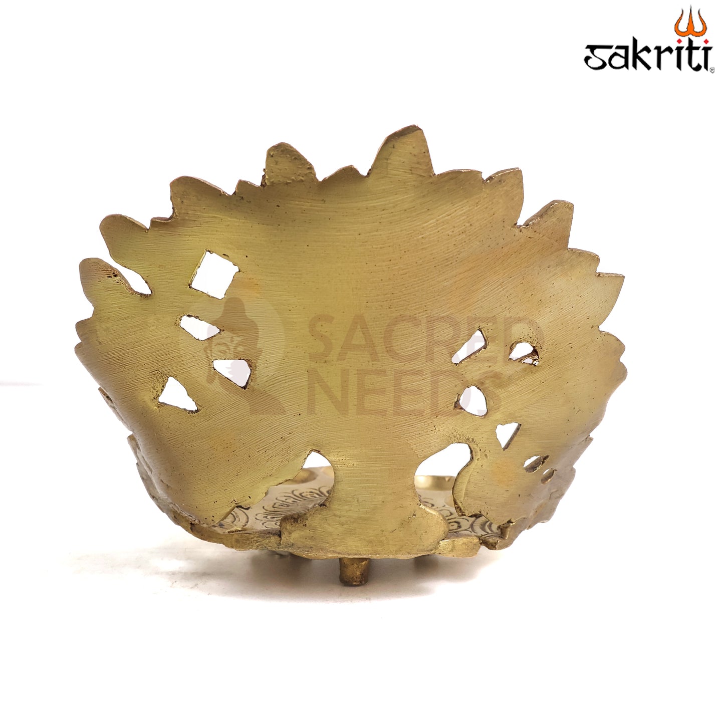 Sacred Needs Brass Tree with 5-Face Peacock Lamp – 4.6 Inch (11.7 cm) Height | Traditional Brass Diya for Pooja Room, Temple & Festive Décor