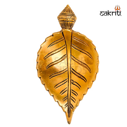Brass Leaf Agal with Stand – 2.1 Inch | Traditional Deepam for Pooja & Festivals