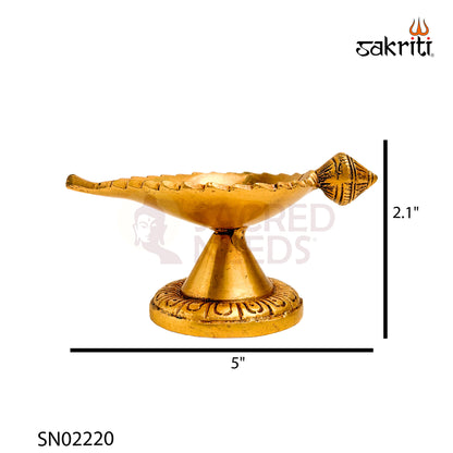 Brass Leaf Agal with Stand – 2.1 Inch | Traditional Deepam for Pooja & Festivals