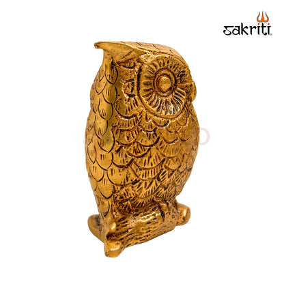 Brass Owl Figurine – 2.7 Inch | Vastu Decorative Showpiece for Home & Office