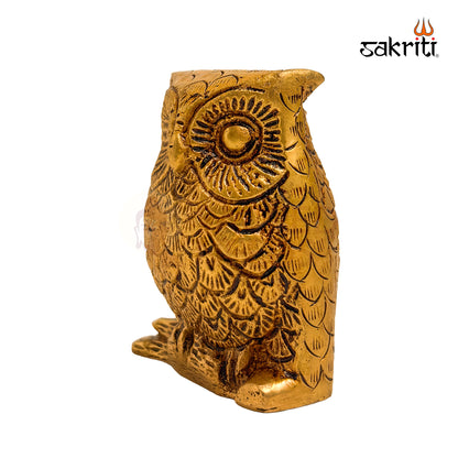Brass Owl Figurine – 2.7 Inch | Vastu Decorative Showpiece for Home & Office