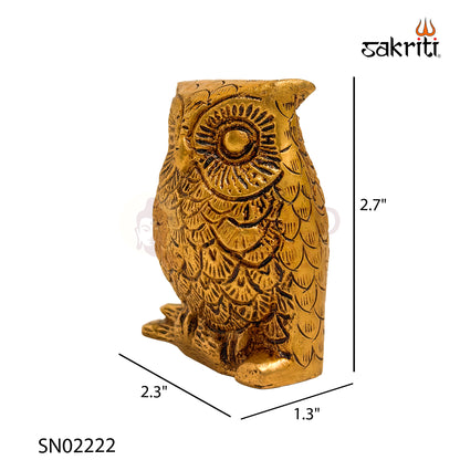 Brass Owl Figurine – 2.7 Inch | Vastu Decorative Showpiece for Home & Office