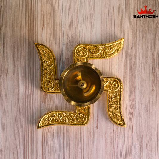 Brass Swastik Pyali Deepam – 1.4 Inch | Traditional Small Pooja Deepak for Ritual Use