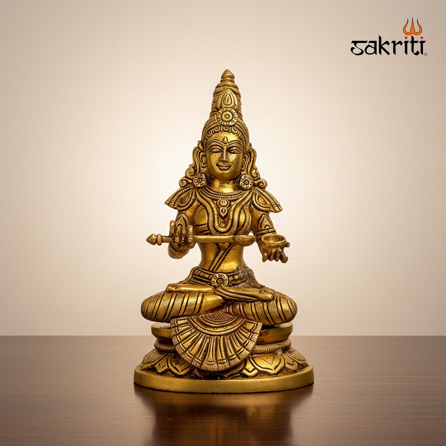 Brass Annapoorani Idol – 8.4 Inch | Goddess Annapoorna Statue for Home & Temple