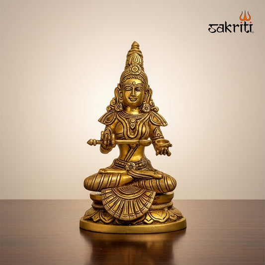 Brass Annapoorani Idol – 8.4 Inch | Goddess Annapoorna Statue for Home & Temple