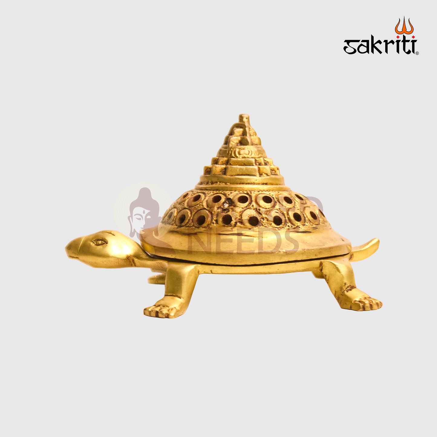 Sacred Needs Brass Tortoise Dhoopkal – 3.5 Inch (8.9 cm) Height | Turtle Shaped Dhoop Holder for Pooja, Incense & Home Temple