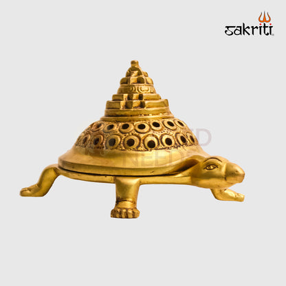 Sacred Needs Brass Tortoise Dhoopkal – 3.5 Inch (8.9 cm) Height | Turtle Shaped Dhoop Holder for Pooja, Incense & Home Temple