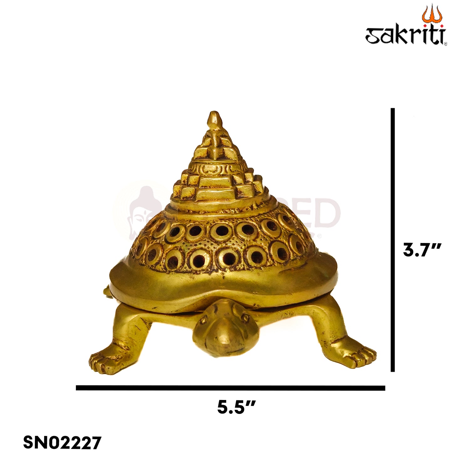 Sacred Needs Brass Tortoise Dhoopkal – 3.5 Inch (8.9 cm) Height | Turtle Shaped Dhoop Holder for Pooja, Incense & Home Temple