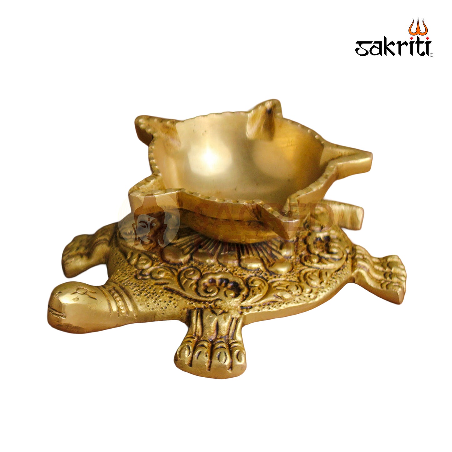 Brass Tortoise Agal with Stand – 1.7 Inch | Deepam with Turtle Base for Pooja