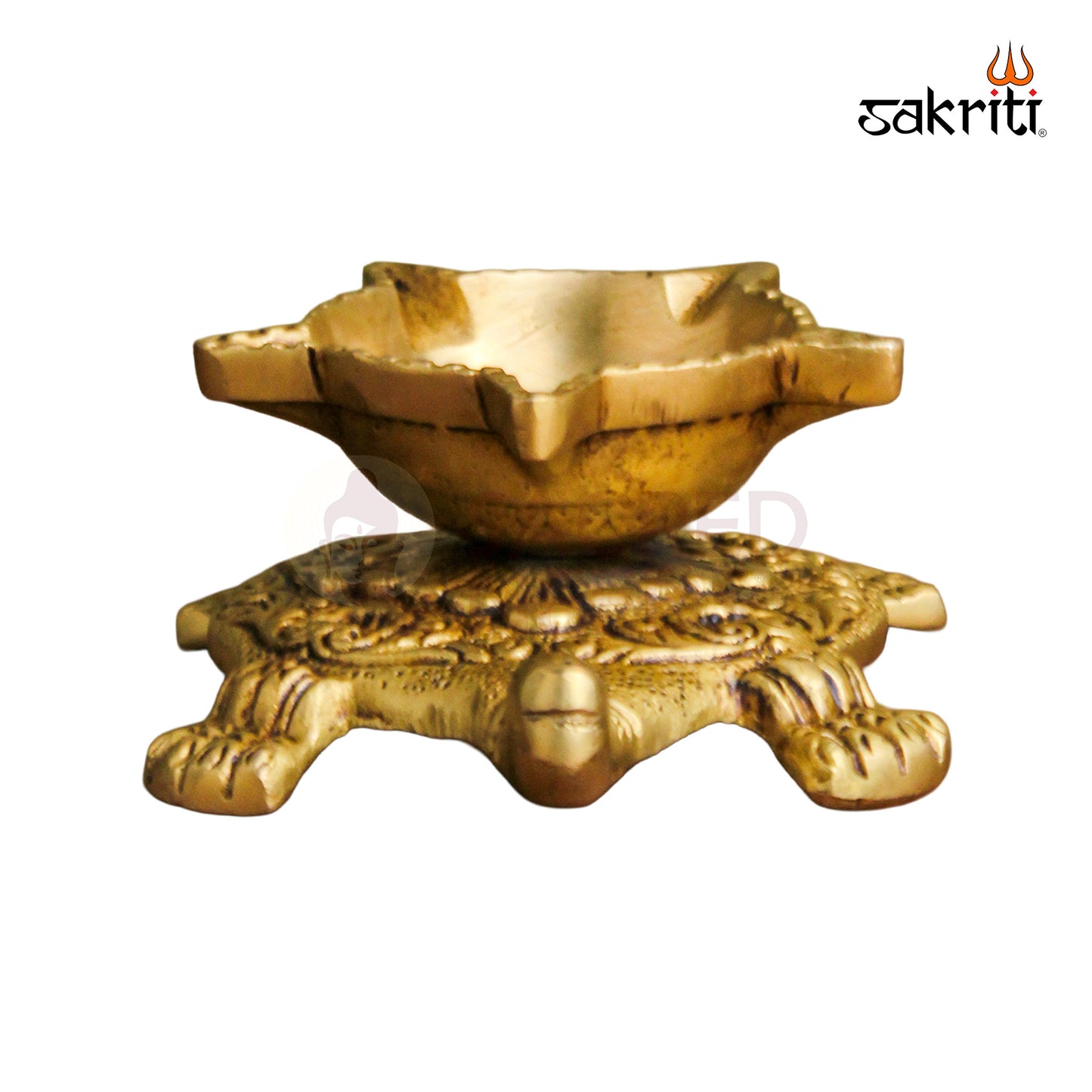 Brass Tortoise Agal with Stand – 1.7 Inch | Deepam with Turtle Base for Pooja
