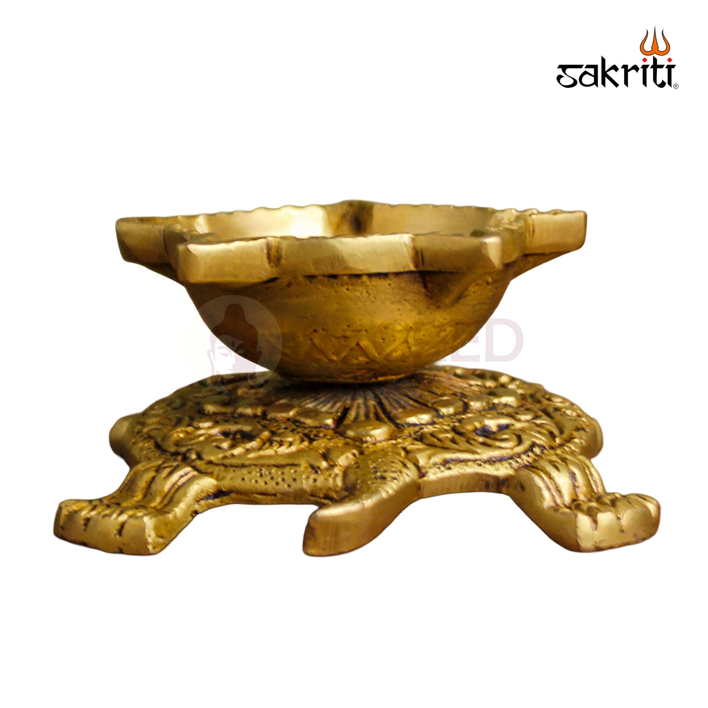 Brass Tortoise Agal with Stand – 1.7 Inch | Deepam with Turtle Base for Pooja