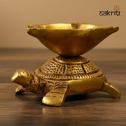 Brass Tortoise with Agal – 1.6 Inch | Vastu Tortoise Lamp for Home & Office