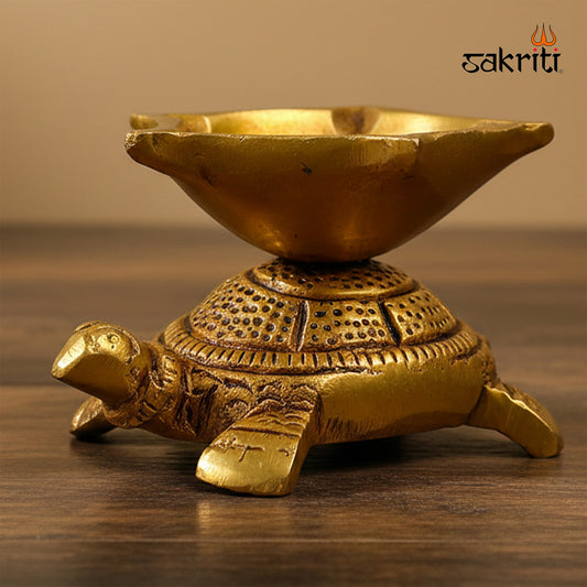 Brass Tortoise with Agal – 1.6 Inch | Vastu Tortoise Lamp for Home & Office