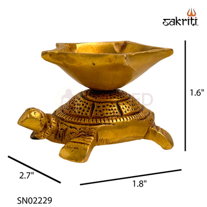 Brass Tortoise with Agal – 1.6 Inch | Vastu Tortoise Lamp for Home & Office