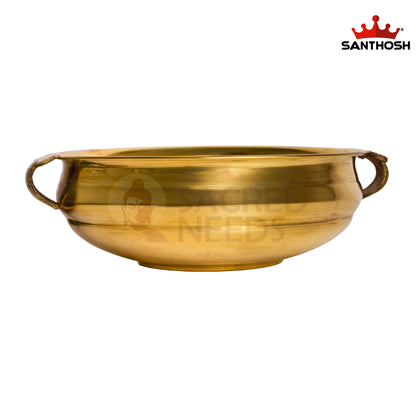 Brass ICC Handle Urli – 4.2 Inch | Decorative Brass Urli Bowl for Home Decor