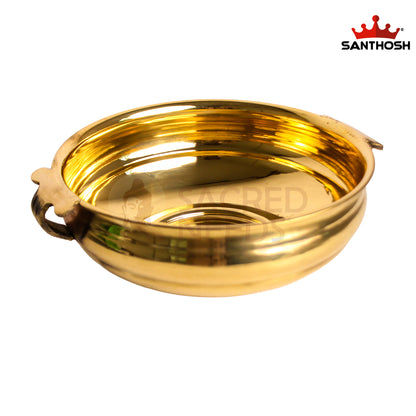 Brass ICC Handle Urli – 4.2 Inch | Decorative Brass Urli Bowl for Home Decor