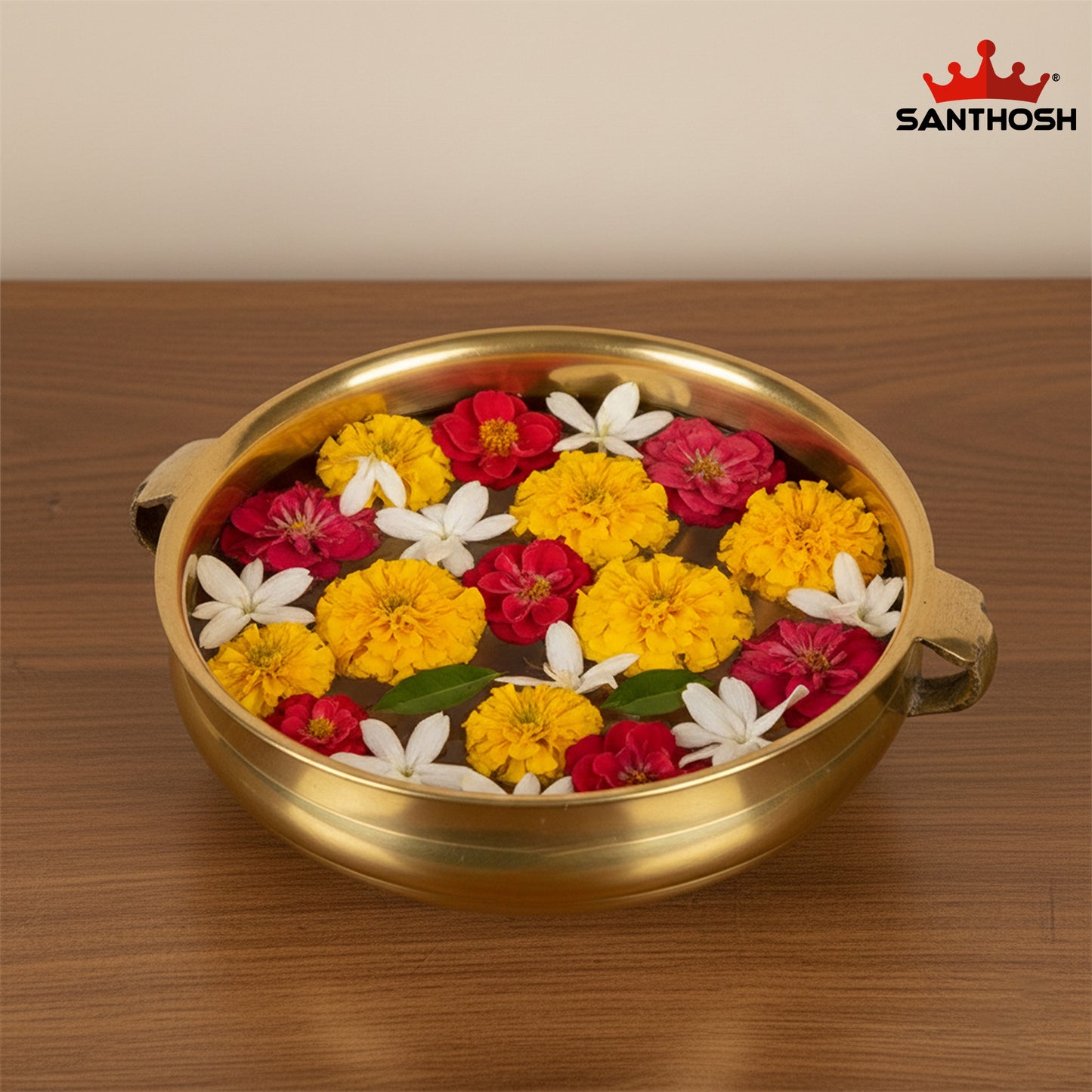 Brass ICC Handle Urli – 4.2 Inch | Decorative Brass Urli Bowl for Home Decor