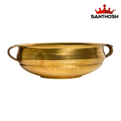 Brass ICC Handle Urli – 4.5 Inch | Flower Floating Urli for Living Room