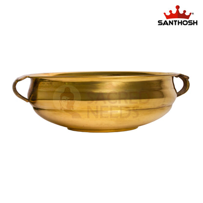 Brass ICC Handle Urli – 5 Inch | Traditional Urli Bowl for Decoration