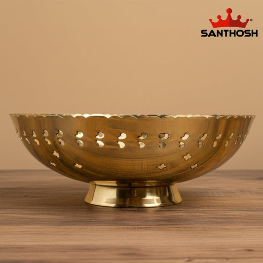 Brass Cut Bowl – 2.7 Inch | Traditional Cut-Design Bowl for Gifting