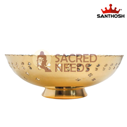 Brass Cut Bowl – 4.1 Inch | Carved Brass Pooja Bowl for Daily Rituals